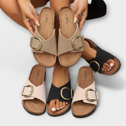 Women's Orthopedic Comfort Slide Buckle Accent Sandals