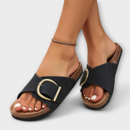 Women's Orthopedic Comfort Slide Buckle Accent Sandals
