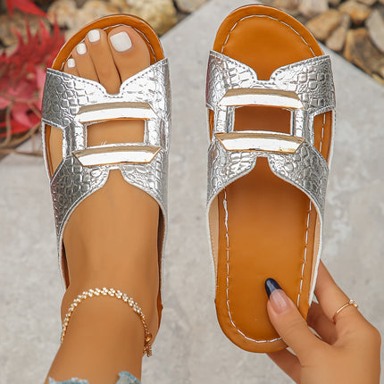 Women's Orthopedic Comfort Slide Sandals Buckle Accent