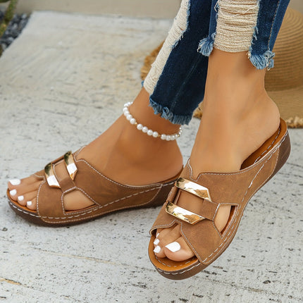 Women's Orthopedic Comfort Slide Sandals Buckle Accent