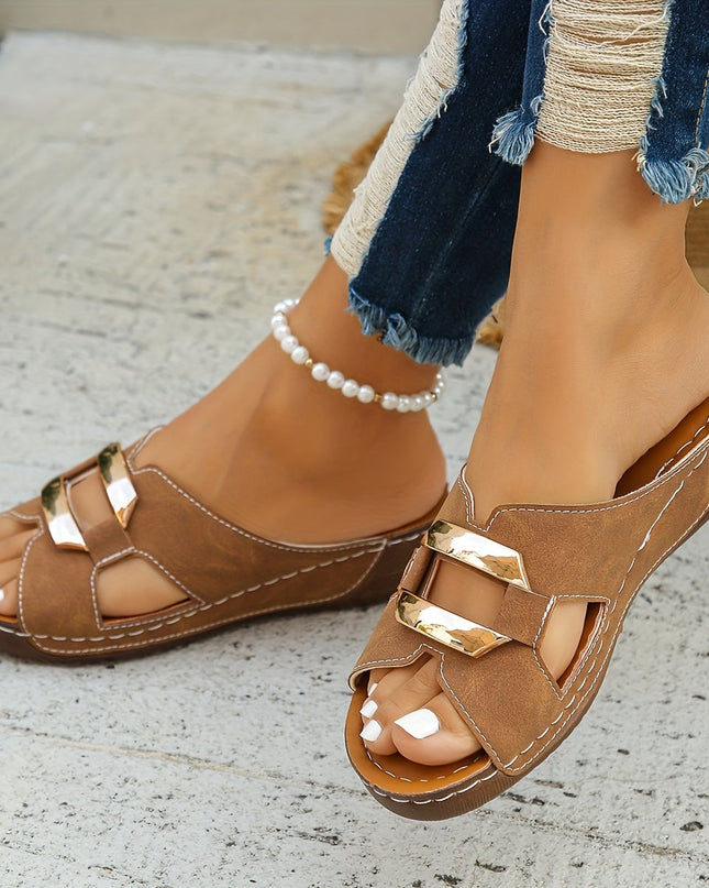Women's Orthopedic Comfort Slide Sandals Buckle Accent
