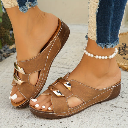 Women's Orthopedic Comfort Slide Sandals Buckle Accent