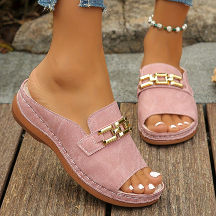 Women's Orthopedic Comfort Slide Sandals Chain Detail