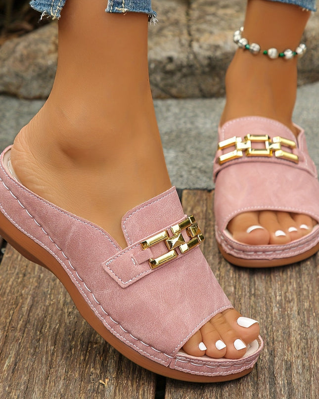 Women's Orthopedic Comfort Slide Sandals Chain Detail
