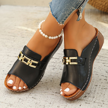 Women's Orthopedic Comfort Slide Sandals Chain Detail