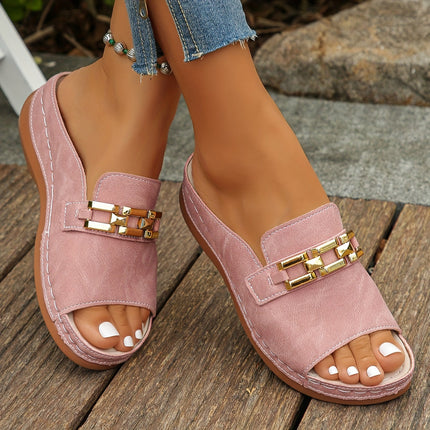 Women's Orthopedic Comfort Slide Sandals Chain Detail