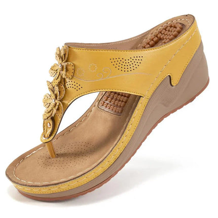 Women's Orthopedic Wedge Sandals Floral Toe Ring Design