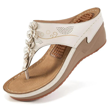 Women's Orthopedic Wedge Sandals Floral Toe Ring Design