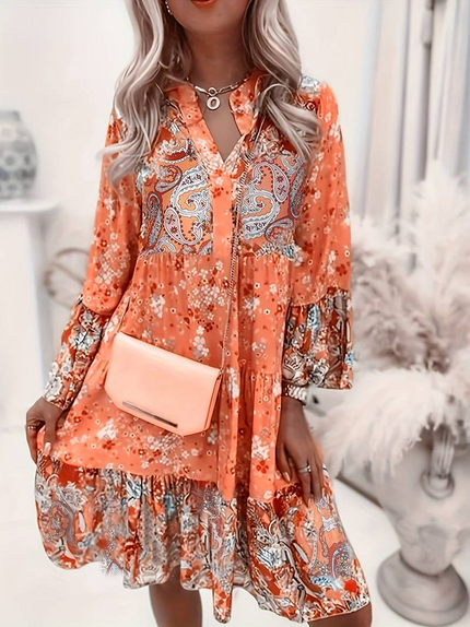 Women's Paisley Patchwork Swing Dress