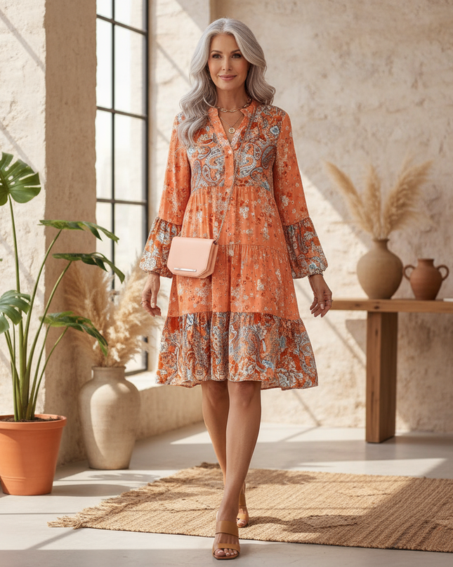 Women's Paisley Patchwork Swing Dress