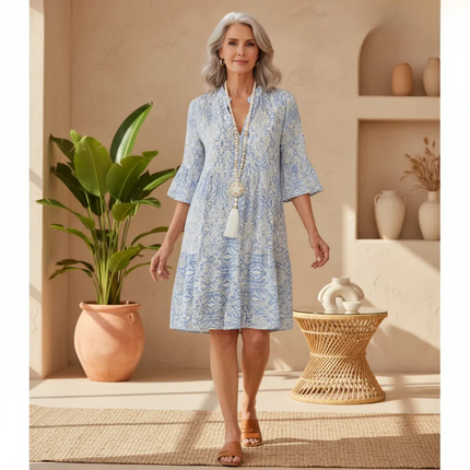 Women's Paisley Tassel Tunic Dress