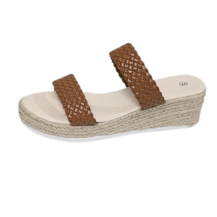 Women's Platform Slide Vacation Sandals Braided Straps