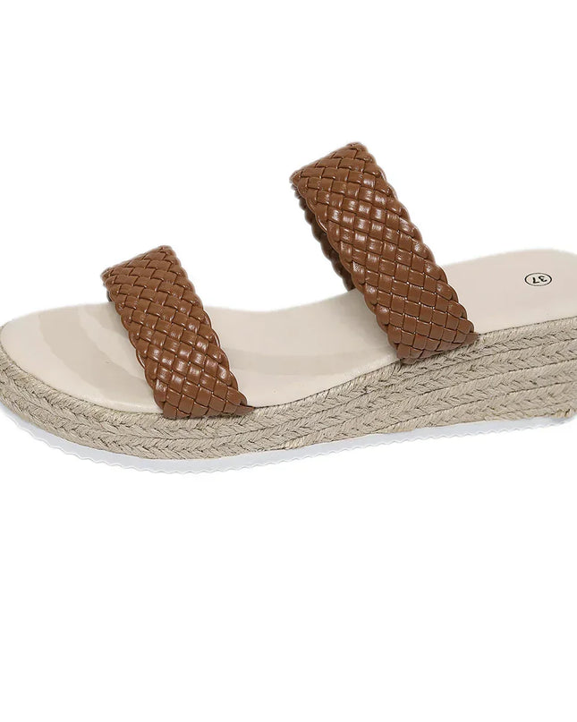 Women's Platform Slide Vacation Sandals Braided Straps