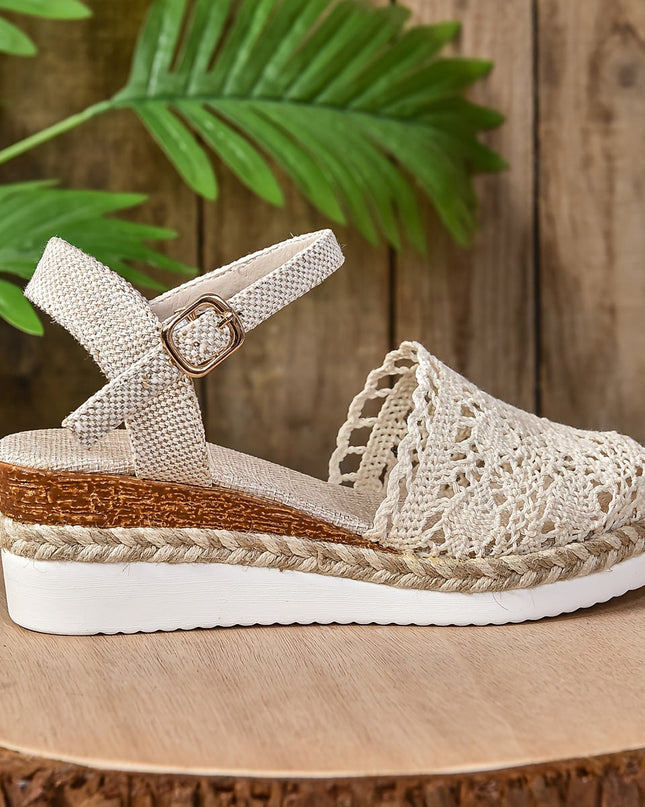 Women's Platform Slingback Summer Sandals Crochet Upper
