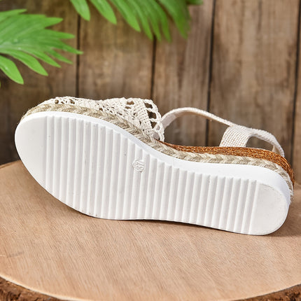Women's Platform Slingback Summer Sandals Crochet Upper