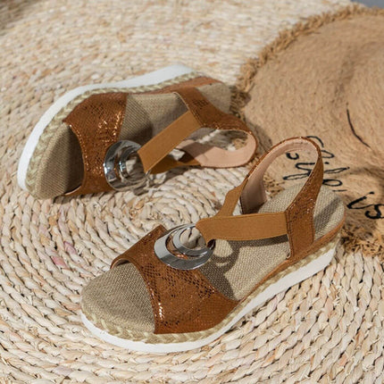 Women's Platform Wedge Comfort Sandals Ring Detail