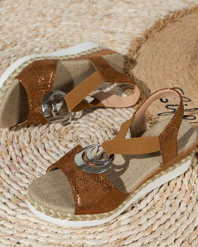 Women's Platform Wedge Comfort Sandals Ring Detail