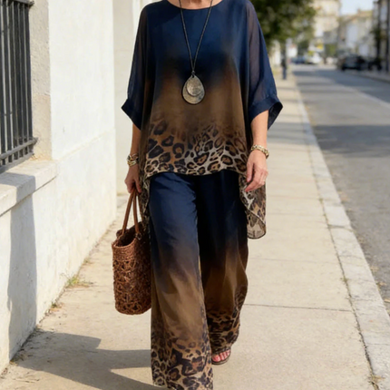 Women's Printed Lounge Set Relaxed Top and Straight Leg Pants