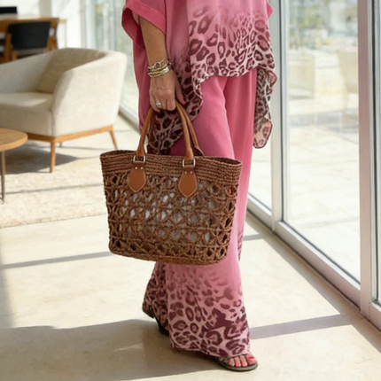 Women's Printed Lounge Set Relaxed Top and Straight Leg Pants