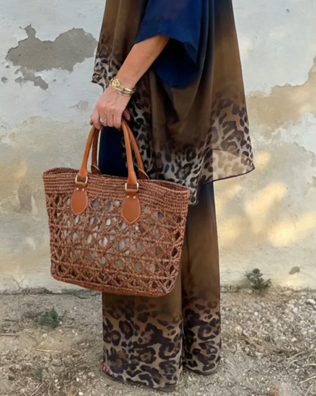 Women's Printed Lounge Set Relaxed Top and Straight Leg Pants