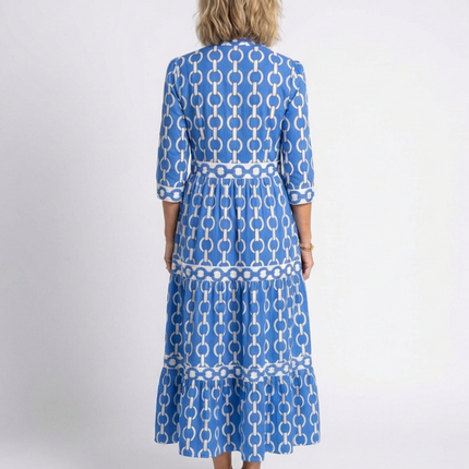 Women's Printed Midi Dress with Tiered Skirt