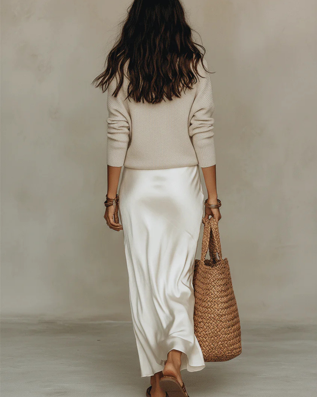 Women's Relaxed Knit Top and Flowing Maxi Skirt Set