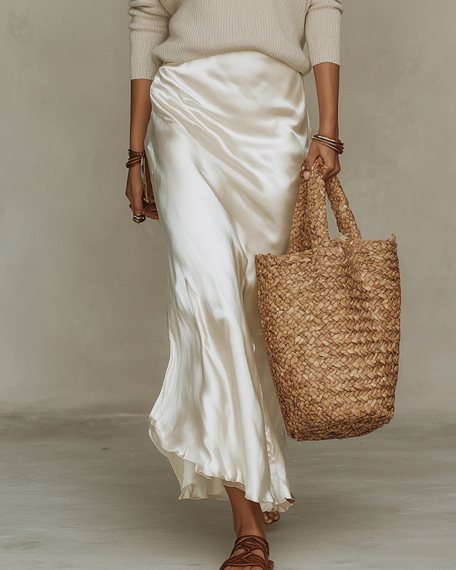 Women's Relaxed Knit Top and Flowing Maxi Skirt Set