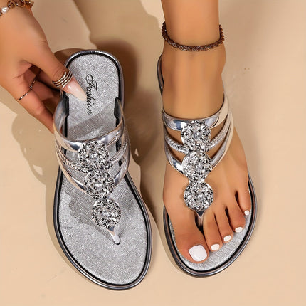 Women's Rhinestone Toe Ring Sandals Crystal Accent Design