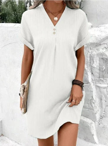 Women's Ribbed Henley Shift Dress