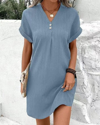 Women's Ribbed Henley Shift Dress