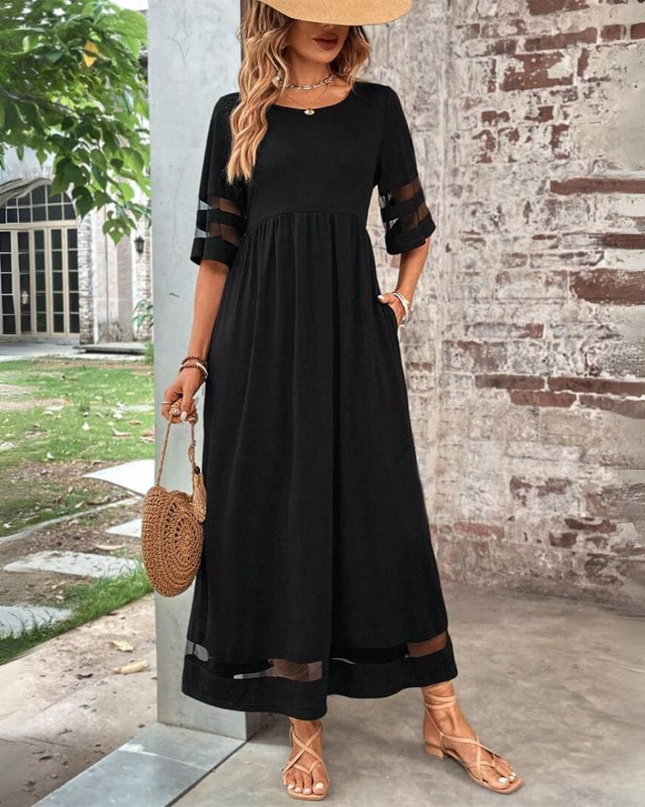 Women's Sheer Trim Maxi Dress