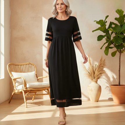 Women's Sheer Trim Maxi Dress