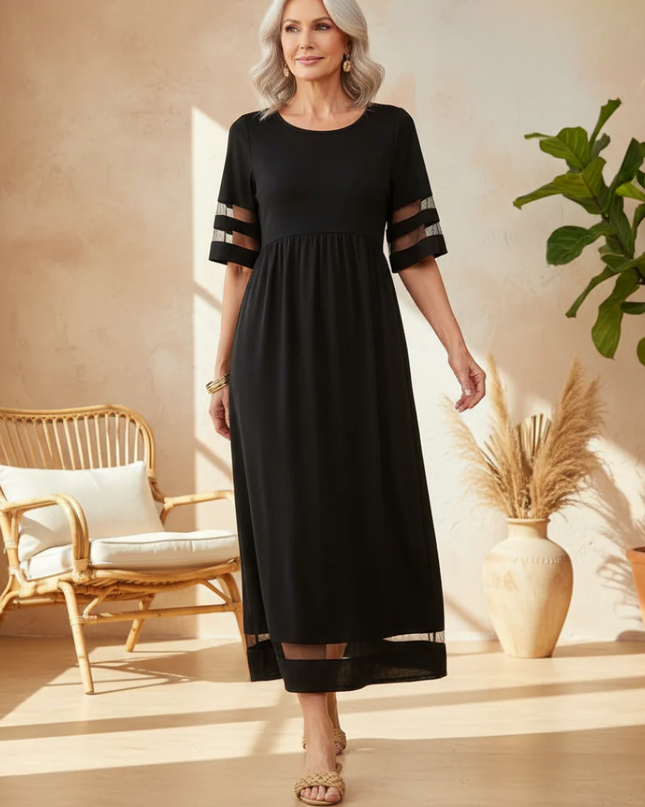 Women's Sheer Trim Maxi Dress