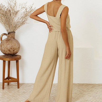 Women's Sleeveless Two Piece Set Tank Top and Wide Leg Pants