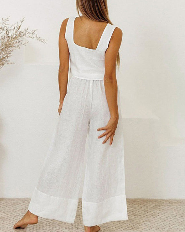 Women's Sleeveless Two Piece Set Tank Top and Wide Leg Pants