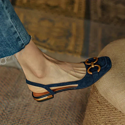 Women's Slingback Ballet Flats Chain Detail