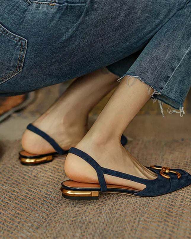 Women's Slingback Ballet Flats Chain Detail