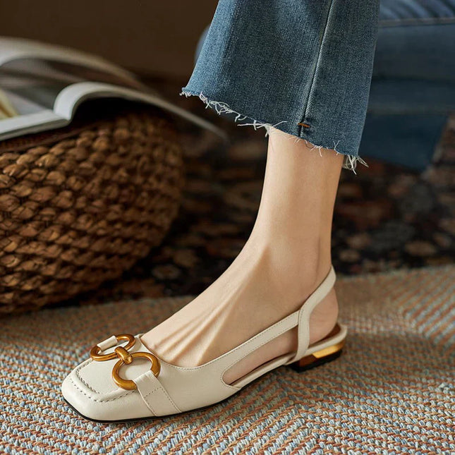 Women's Slingback Ballet Flats Chain Detail