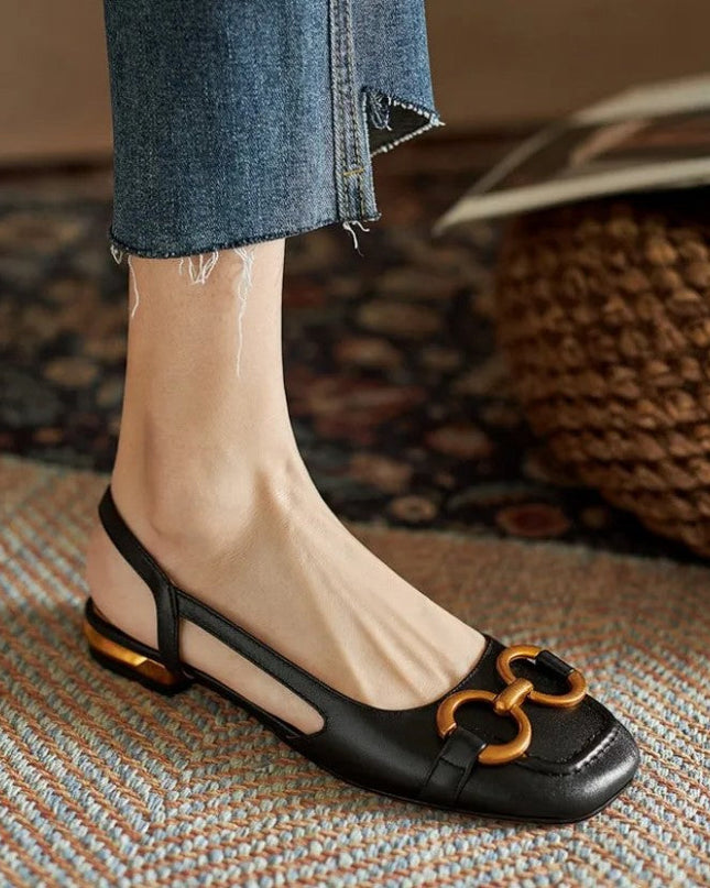 Women's Slingback Ballet Flats Chain Detail