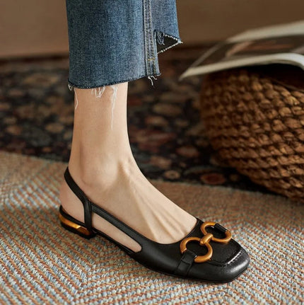Women's Slingback Ballet Flats Chain Detail