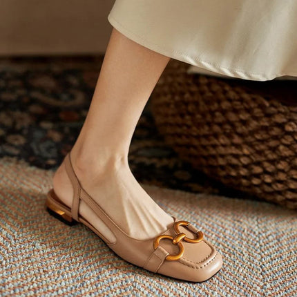Women's Slingback Ballet Flats Chain Detail