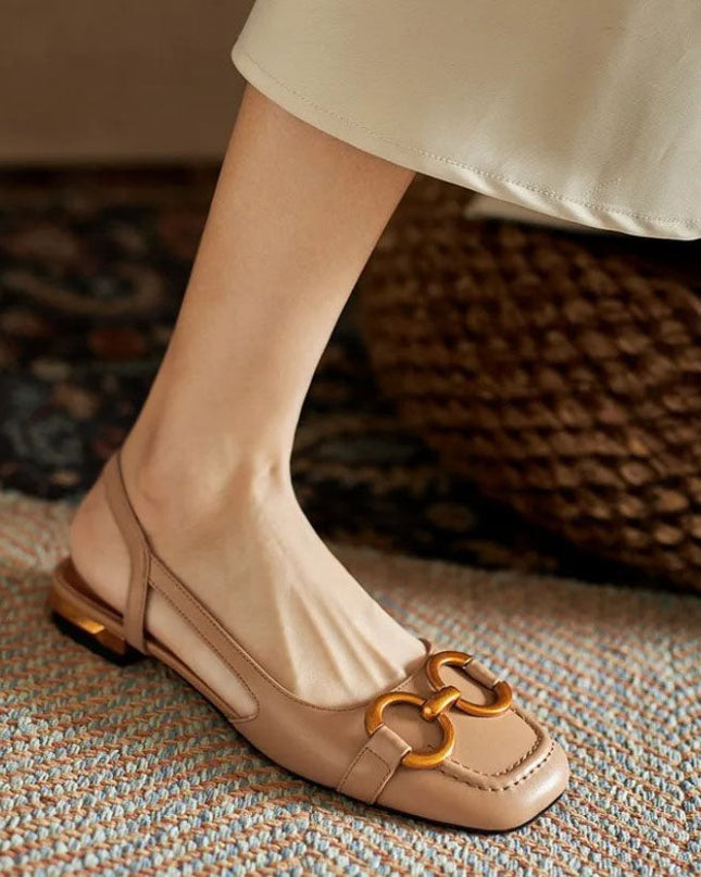 Women's Slingback Ballet Flats Chain Detail