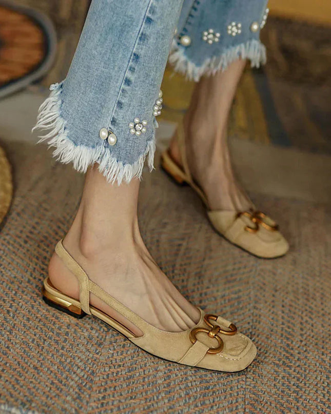 Women's Slingback Ballet Flats Chain Detail
