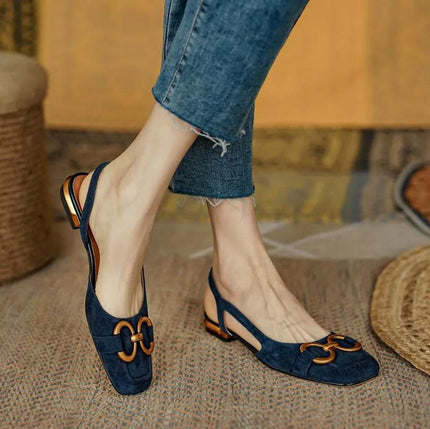 Women's Slingback Ballet Flats Chain Detail