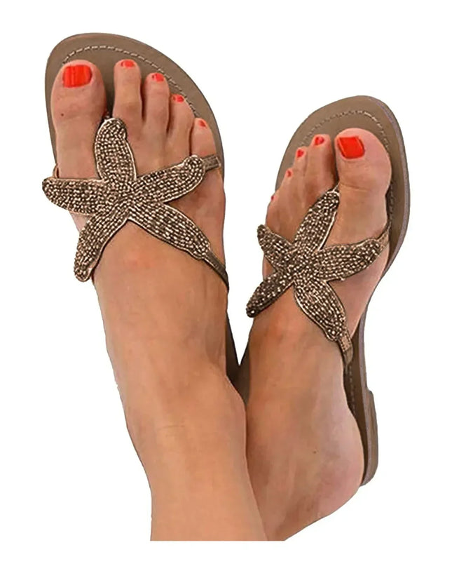 Women's Slip-On Beach Sandals with Rhinestone Straps