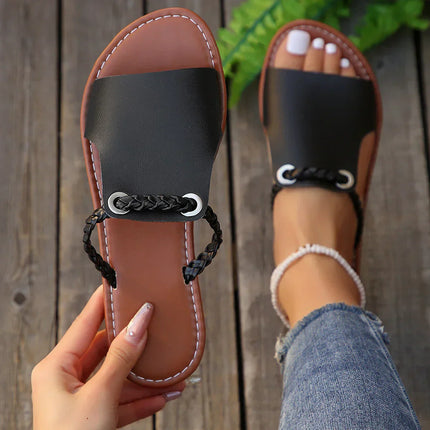 Women's Slip-On Comfort Sandals Braided Accent Detail