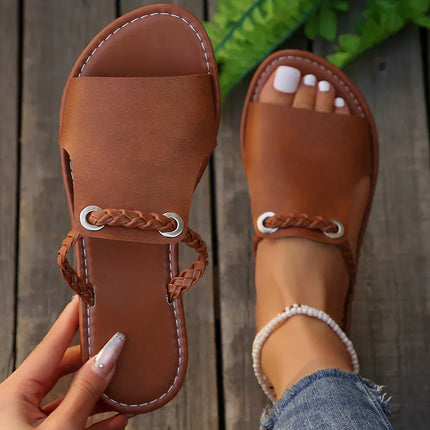 Women's Slip-On Comfort Sandals Braided Accent Detail