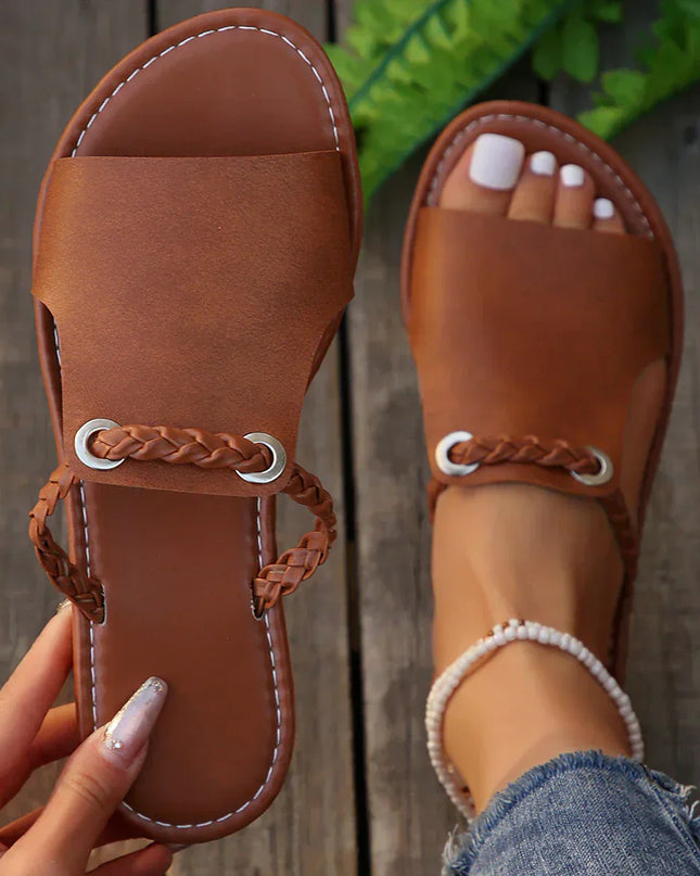 Women's Slip-On Comfort Sandals Braided Accent Detail