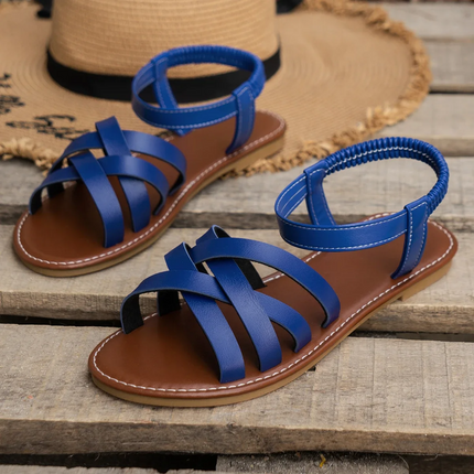 Women's Slip-On Flat Summer Sandals with Cross Straps