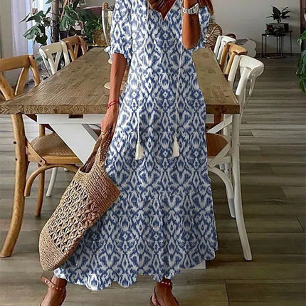 Women's Tassel Trim Boho Midi Dress